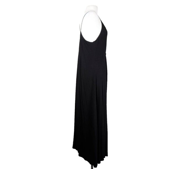 Noul Women's Small Black Flowy Maxi Dress Pleated Spaghetti Straps V-Neck Midi - Picture 3 of 6